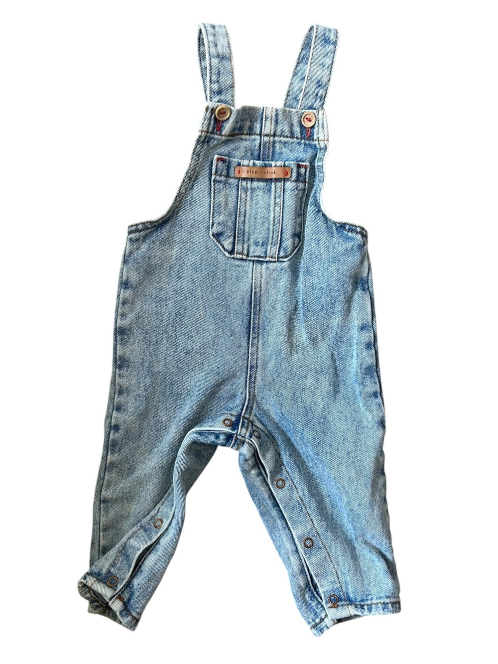 Piupiuchick Baby Denim Overalls With Pocket Size 12 Months Made in Portugal